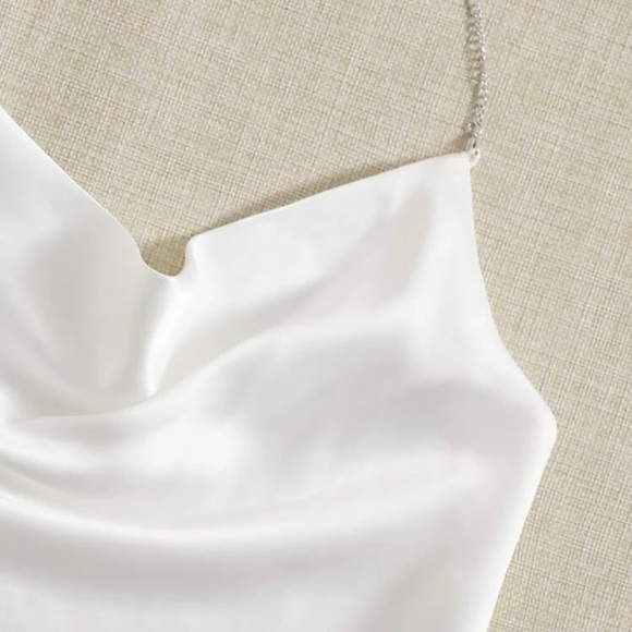 Cute Satin Shirred Back Halter Top - Picture 3 of 5